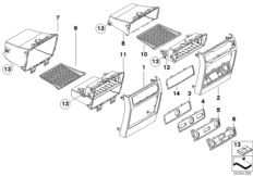 Elementy dod. konsoli środkowej z tyłu (51_6419) dla BMW X6 E71 X6 35iX SAC USA