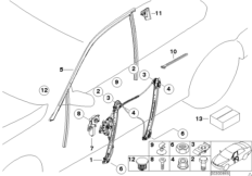Mechanizm szyby drzwi przednich (51_3225) dla BMW 3' E46 316i Lim ECE