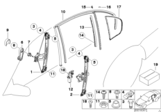 Mechanizm szyby drzwi tylnych (51_3227) dla BMW 3' E46 316i Lim ECE