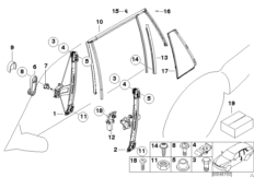 Mechanizm szyby drzwi tylnych (51_3881) dla BMW 3' E46 325i Tou USA