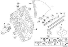 Mechanizm szyby drzwi tylnych (51_4105) dla BMW 3' E46 320Ci Cab ECE
