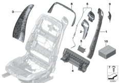 Fotel przedni, osłony oparcia (52_3717) dla BMW 6' F13 640iX Cou USA