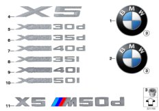 Emblematy / Ciągi napisów (51_7809) dla BMW X5 E70 LCI X5 50iX SAV ECE