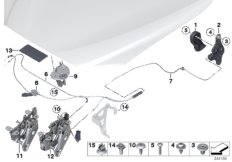 System zamykania pokrywy silnika (41_2147) dla BMW 6' F13 LCI M6 Cou ECE
