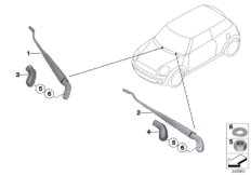 Elementy poj. ramienia wycieraczki (61_1467) dla MINI Cabrio R57 LCI Cooper SD Cabrio ECE