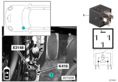 Przekaźnik podgrz. przedniej szyby K416 (61_3649) dla MINI R50 One 1.4i 3-drzwiowy ECE