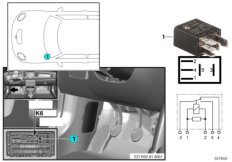 Przekaźnik oczyszczania reflektorów K6 (61_3659) dla MINI Cabrio R52 Cooper Cabrio USA