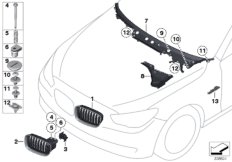 Zewnętrzne osłony / Kratka ozdobna (51_7506) dla BMW 5' F07 GT 550iX Gra USA