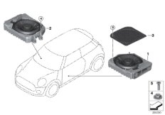 Głośnik niskotonowy centralny (65_2607) dla MINI F56 Cooper S 3-drzwiowy ECE