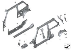 Elementy pojed. szkieletu bocznego (41_2299) dla MINI F56 Cooper 3-drzwiowy USA