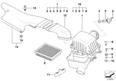 Tłumik szmerów ssania/wkład filtra (13_0920) dla BMW 3' E46 M3 Cou USA
