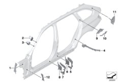 Przegrody profili pustych ramy bocznej (41_2216) dla BMW 3' F31 330dX Tou ECE