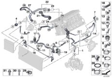 Węże płynu chłodzącego układu chłodzenia (17_0916) dla BMW 5' F07 GT LCI 535i Gra ECE