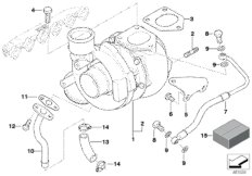 Turbosprężarka ze smarowaniem (11_2340) dla BMW X5 E53 X5 3.0d SAV ECE