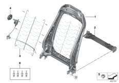 Fotel przedni, rama oparcia (52_3989) dla MINI Cabrio F57 Cooper Cabrio ECE