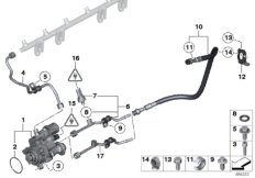 Pompa wysokociśnieniowa/przewody (13_1355) dla BMW 3' E92 LCI 335i Cou ECE
