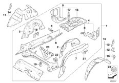 Elementy podłogi, tylne zewnętrzne (41_1674) dla BMW 3' E90 LCI 328xi N51 Lim USA