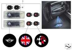 LED projektor do drzwi (03_3969) dla MINI Cabrio F57 Cooper Cabrio ECE
