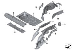 Wnęka koła tylna/elementy podłogi (41_2303) dla MINI F56 Cooper 3-drzwiowy USA