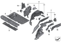 Wnęka koła tylna/elementy podłogi (41_2587) dla MINI Cabrio F57 Cooper SD Cabrio ECE