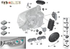 Poj. części reflektora ksenonowego (63_1501) dla BMW 4' F36 Gran Coupé 420dX Gra ECE
