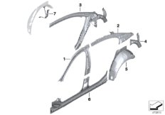 Elementy pojed. szkieletu bocznego (41_2014) dla BMW 5' F18 LCI 528LiX Lim CHN