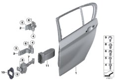 Tylne drzwi - zawias/hamulec drzwi (41_2165) dla BMW 1' F20 LCI 125i 5-d ECE