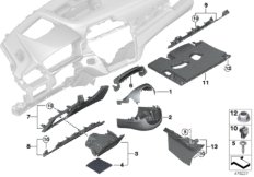 Elementy dod. tablicy przyrządów na dole (51_2908) dla BMW X1 F48 X1 18i SAV IDN