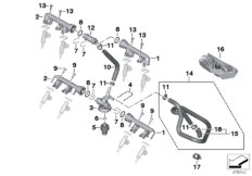 Zawory i przewody instalacji wtryskowej (13_1366) dla BMW S 1000 RR 10 (0507,0517) ECE