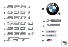 Emblematy / Ciągi napisów (51_7503) dla BMW 5' F07 GT 550i Gra USA