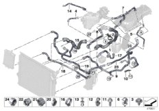 Węże płynu chłodzącego układu chłodzenia (17_1129) dla BMW 4' F36 Gran Coupé LCI 440i Gra ECE