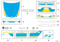 Okleina policja Bawaria niebieska (51_5151) dla BMW 5' G30 530i Lim ECE
