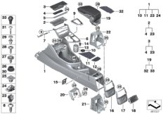 Konsola środkowa (51_2326) dla BMW 2' F46 Gran Tourer LCI 218dX Gra ECE