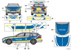 Okleina policja Bawaria niebieska (51_5786) dla BMW 3' F31 LCI 325d Tou ECE