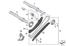 Wałek rozrządu,-kółko, łańcuch ster. (11_3805) dla BMW K 1200 R Sport (0585,0595) USA