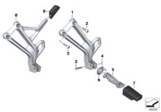 Płyta podnóżka/Podnóżek tylny (46_2042) dla BMW F 850 GS Adv. (0K01, 0K03) USA