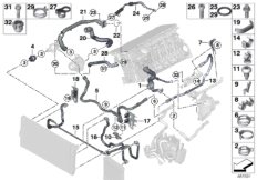 Węże płynu chłodzącego układu chłodzenia (17_1234) dla BMW 5' F10 LCI Hybrid 5 Lim ECE
