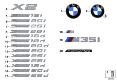 Emblematy / Ciągi napisów (51_9880) dla BMW X2 F39 X2 18d SAC ECE