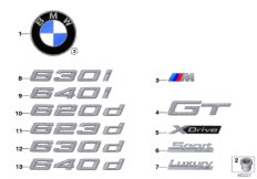 Emblematy / Ciągi napisów (51_7891) dla BMW 6' G32 GT 630d Gra IND