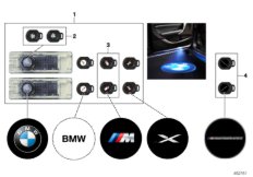 LED projektor do drzwi (03_2279) dla BMW 5' F07 GT 550i Gra ECE