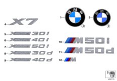 Emblematy / Ciągi napisów (51_A185) dla BMW X7 G07 X7 M50dX SAV ECE