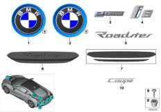 Emblematy / Ciągi napisów (51_9493) dla BMW i i8 I12 i8 Cou ECE