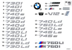 Emblematy / Ciągi napisów (51_3617) dla BMW 7' G12 LCI 745LeX Lim ECE