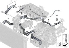 Węże płynu chłodzącego układu chłodzenia (17_1142) dla BMW 2' F46 Gran Tourer LCI 220i Gra ECE