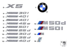 Emblematy / Ciągi napisów (51_A130) dla BMW X5 G05 X5 30dX SAV BRA