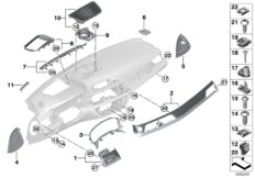 Elementy dod. tablicy przyrządów u góry (51_2953) dla BMW 7' G11 730i Lim ECE