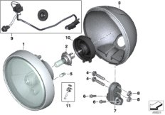 Reflektor (63_1582) dla BMW R nineT Pure (0J11, 0J13) ECE