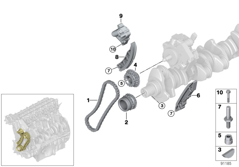 Mechanizm ster.-łańcuch sterujący dolny  (11_8935) dla BMW 6' E63 LCI 635d Cou ECE