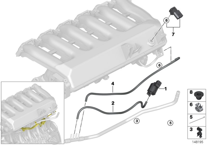 Instalacja ssąca - sterowanie podciśn.  (11_9013) dla BMW 6' E63 LCI 635d Cou ECE