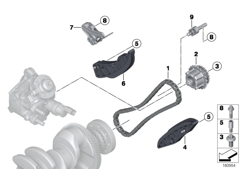 Mechanizm ster.-łańcuch sterujący dolny  (11_6508) dla BMW 3' G20 LCI 330dX Lim ECE